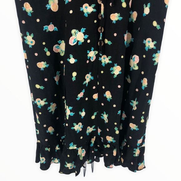 Free People Like A Lady Black Floral Printed Mini Dress Tie Back Short sz Small - Picture 6 of 15